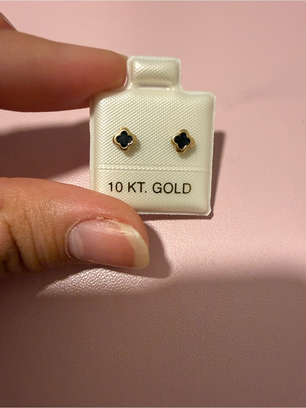 10 Kt Gold Black Clover Stud Earrings  Timeless Womens Jewelry